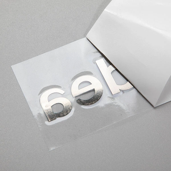 Pemindahan Logo Nikel 3D Emas Nipis Nipis Tersuai Label Huruf Metalik Pelekat Logam Kosmetik UV Pelekat Pelekat Chrome