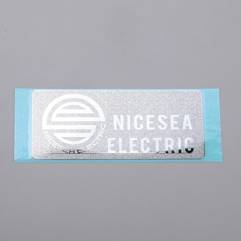Label Nikel Pelekat Logo Perak Chrome dengan Pelekat 3M